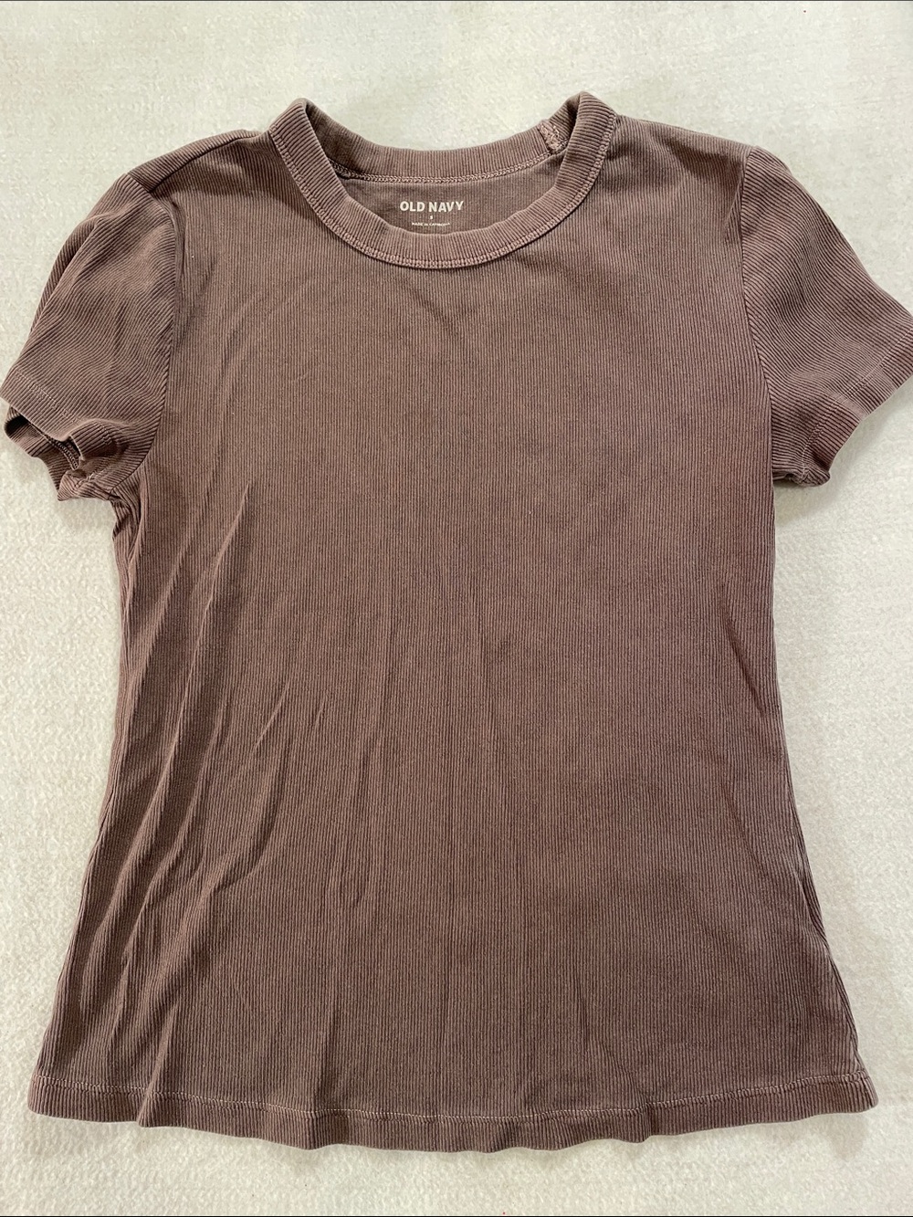 Old Navy Mauve Ribbed Short Sleeve Crew Tee